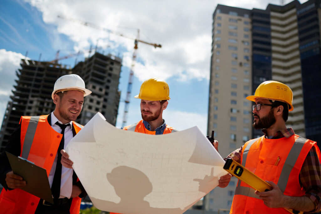 Team of construction workers at a building site